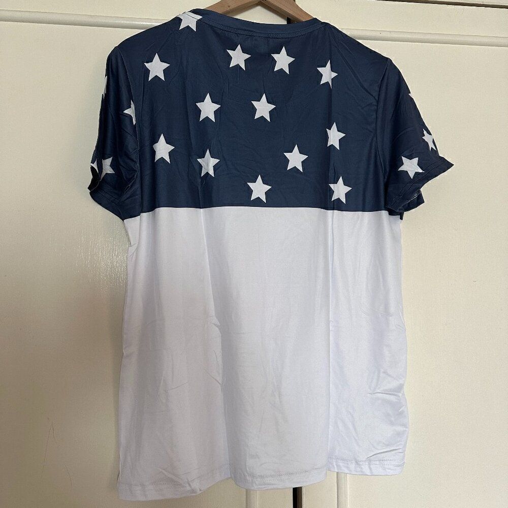 NWOT American Flag Blouse - Picture 3 of 3